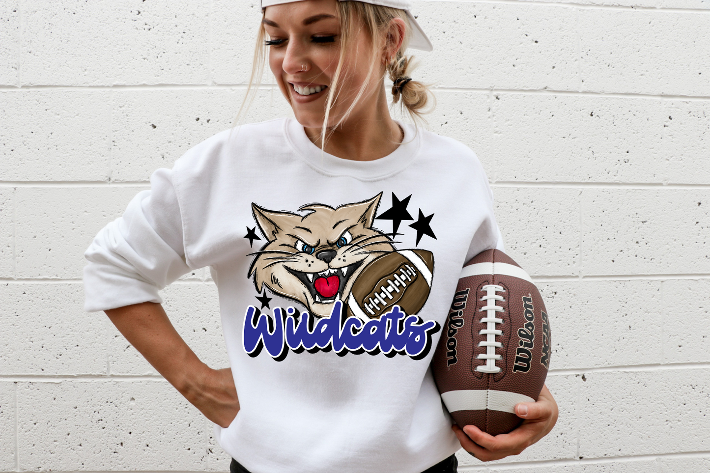 Royal Blue Wildcats Mascot Football