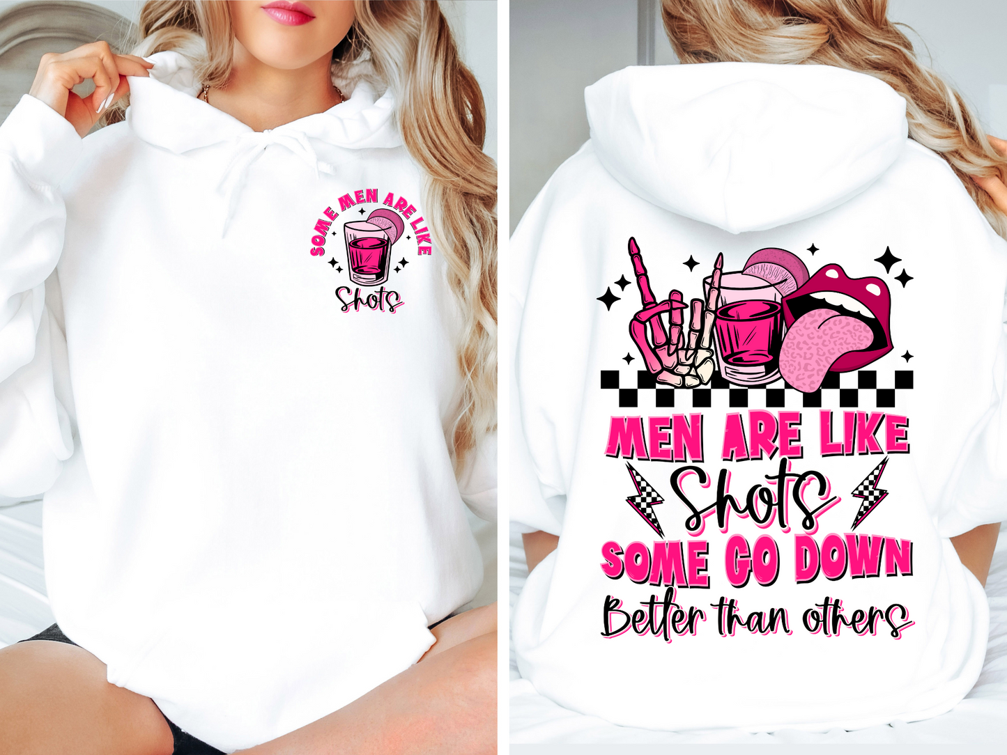 Men are like shots some go down better than others, pink - back