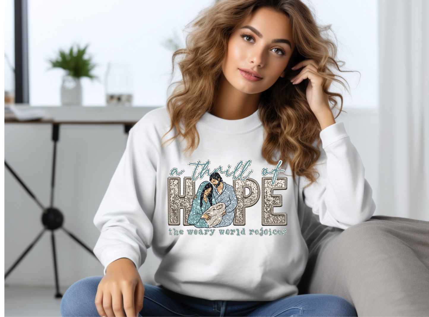 A thrill of hope the weary world rejoices - faux sequin