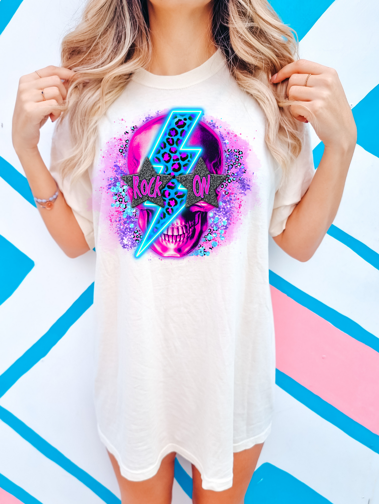 Rock On Neon Skull