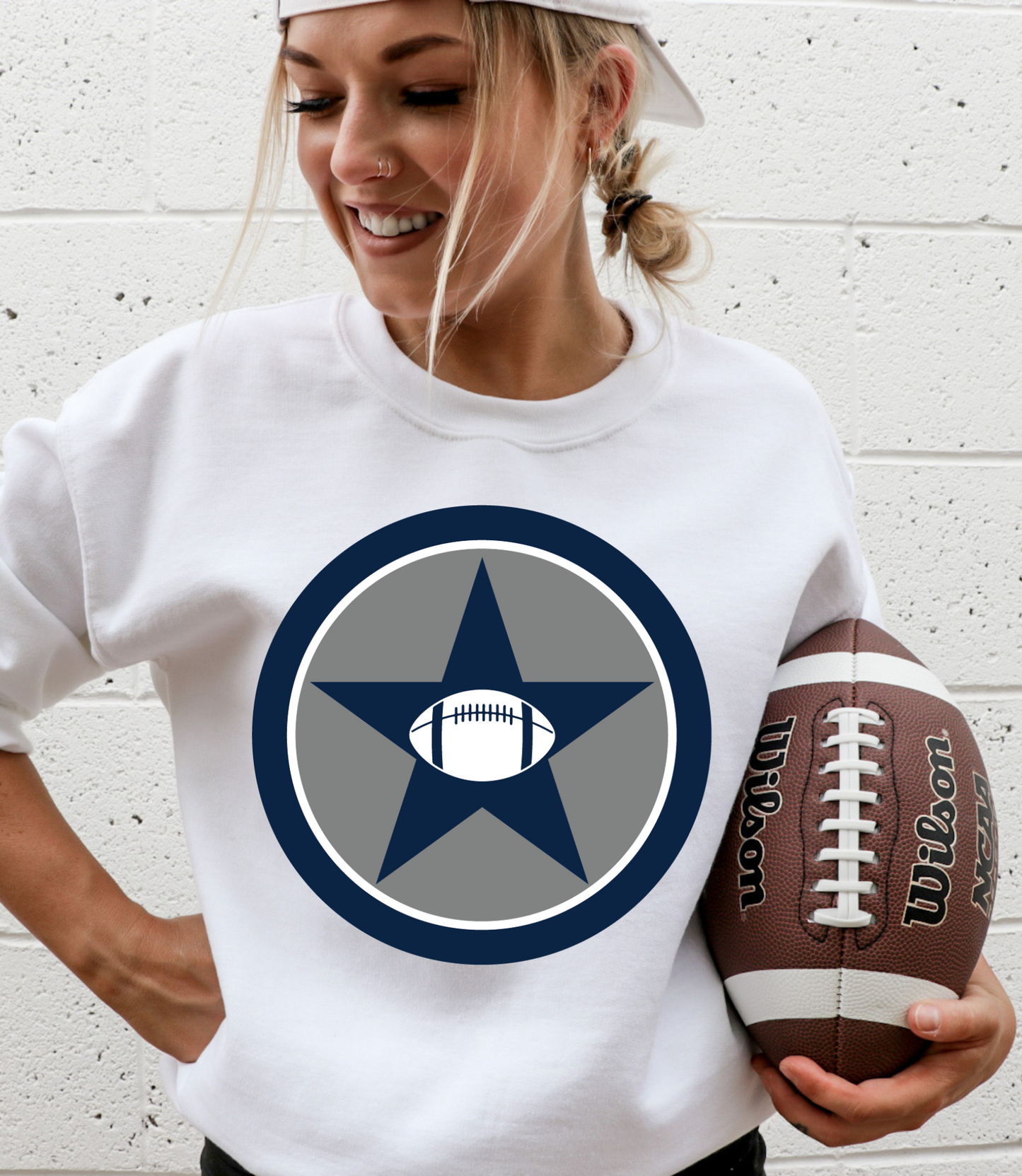 Blue star with football inside
