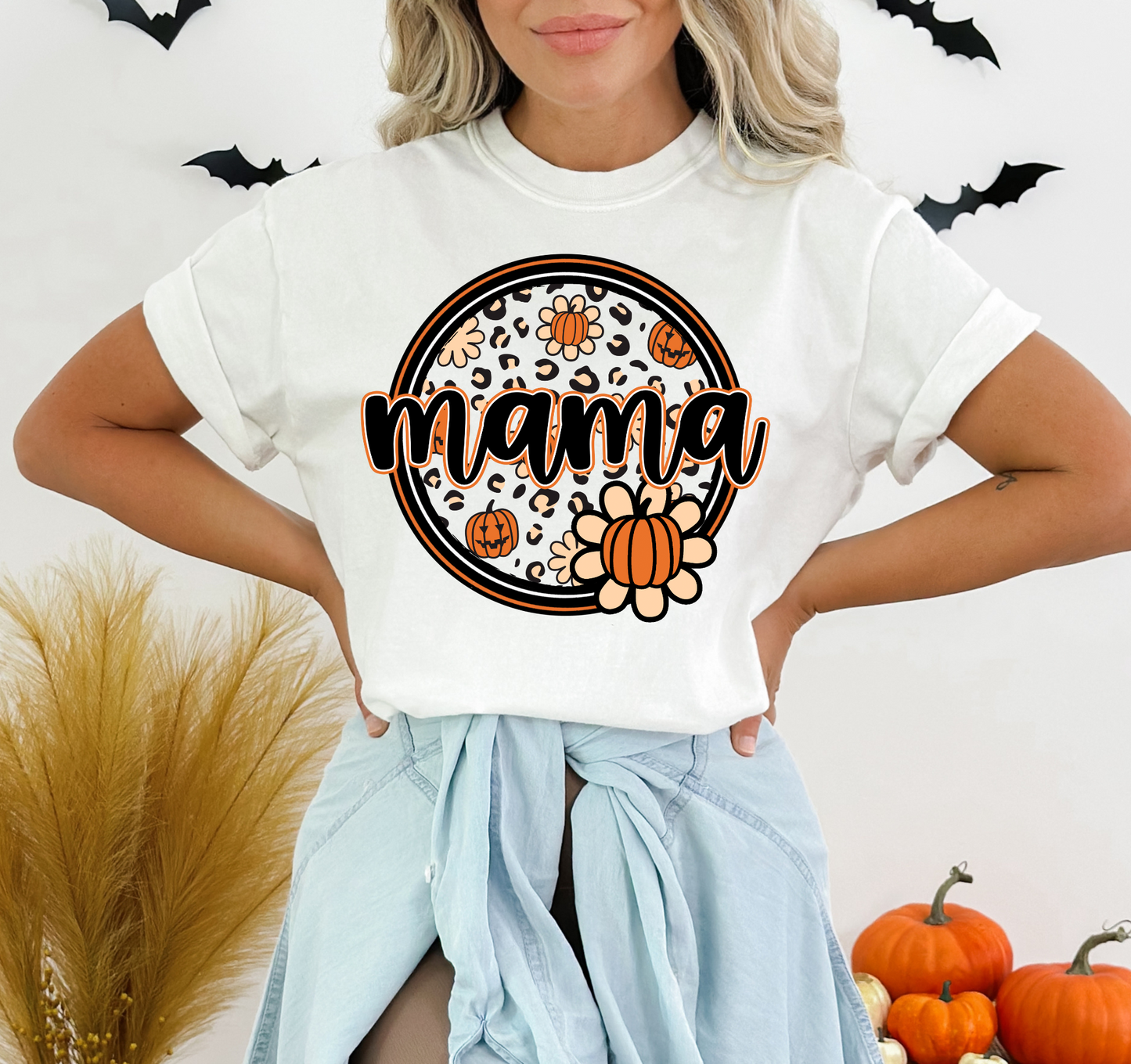 Mama - cheetah print and pumpkins