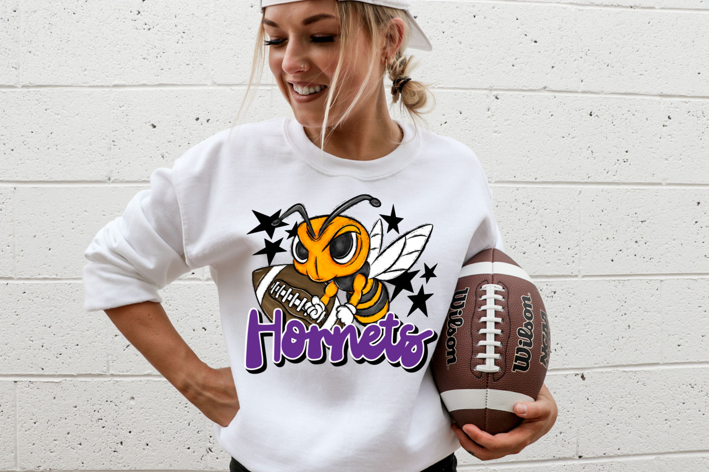 Hornets with mascot- purple letters