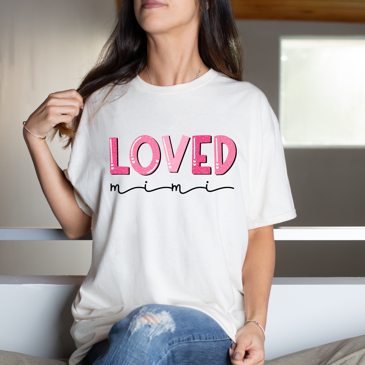 Loved Mimi PINK LETTERING- DTF Transfer
