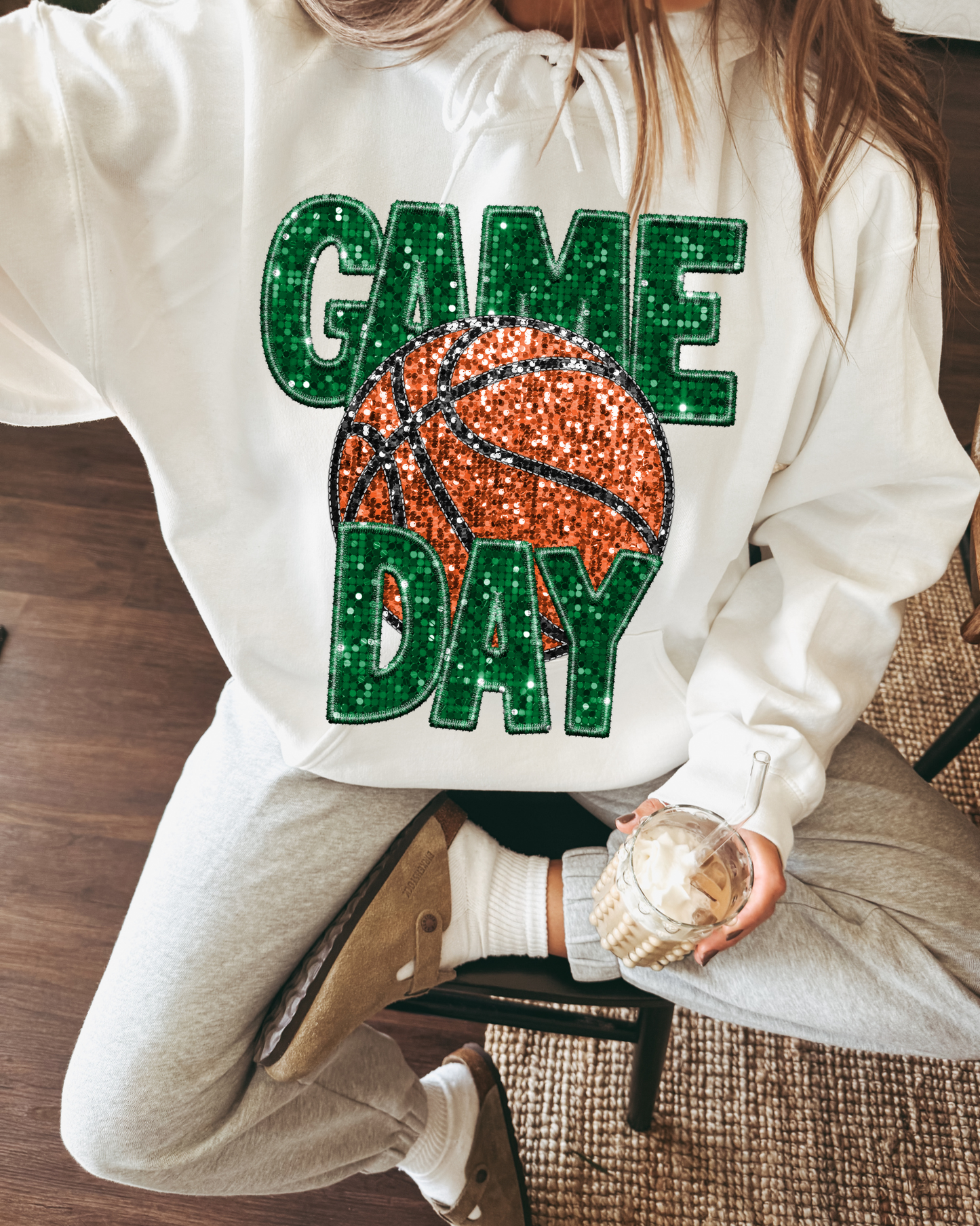 Game Time Basketball Green Glitter