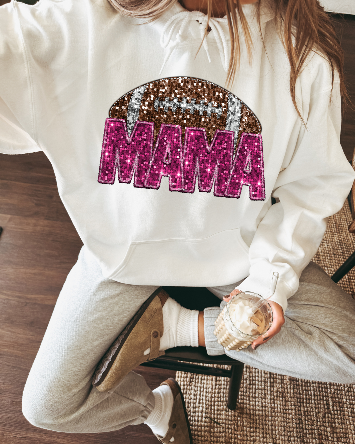 Mama Pink Glitter Football