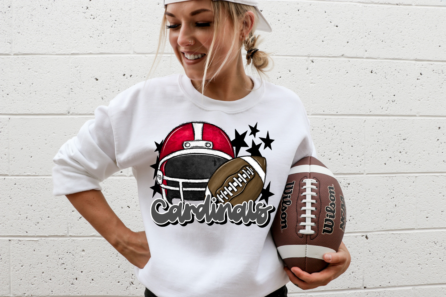 Cardinals with helmet- grey letters & red helmet