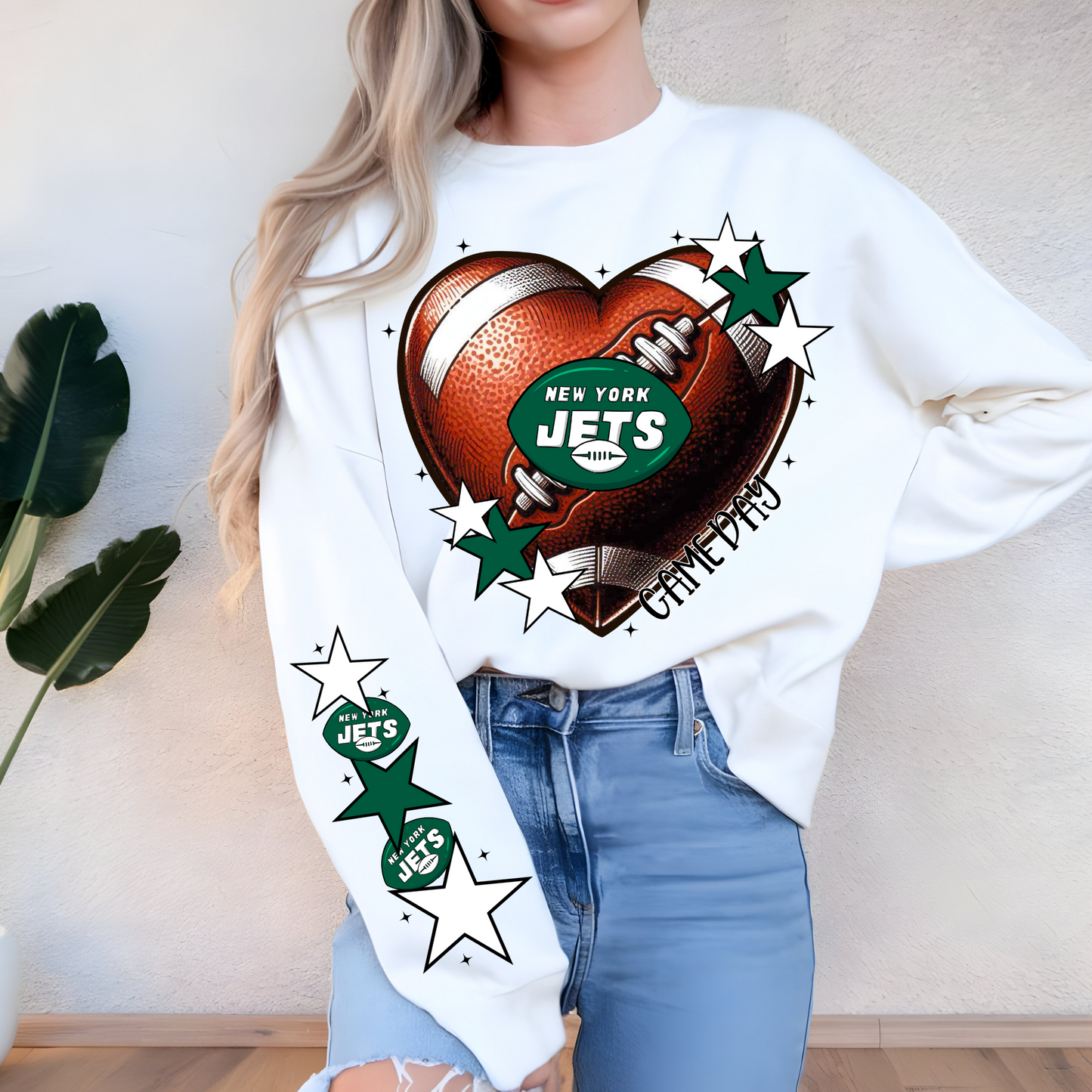 New York Jets Heart Shaped Football-Chest