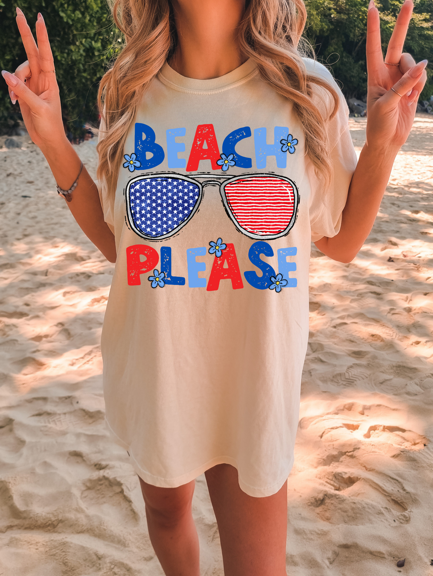 Beach Please Red White Blue