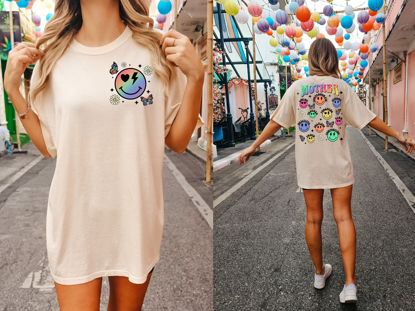 Multicolor smiley with black sparkle-front