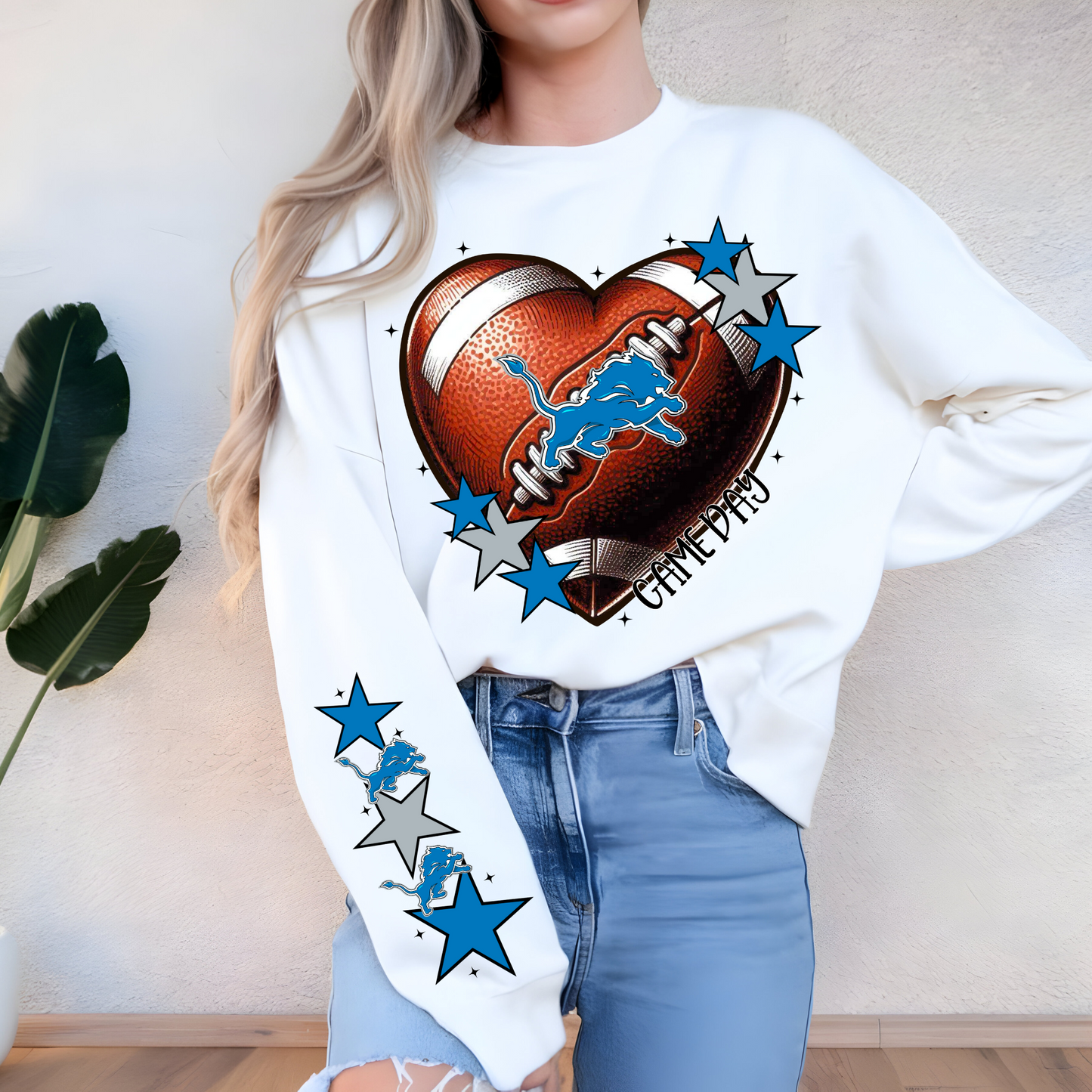Detroit Lions Heart Shaped Football-Sleeve