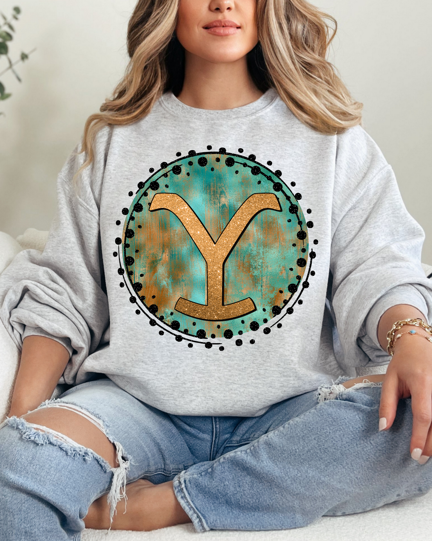 Yellowstone Logo Turquoise And Gold
