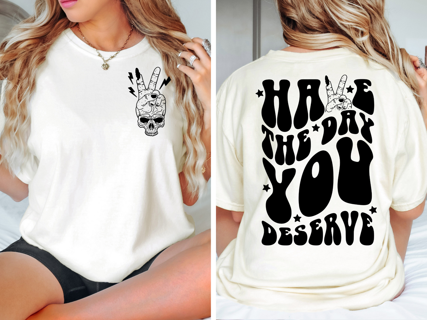 Skull peace sign - front