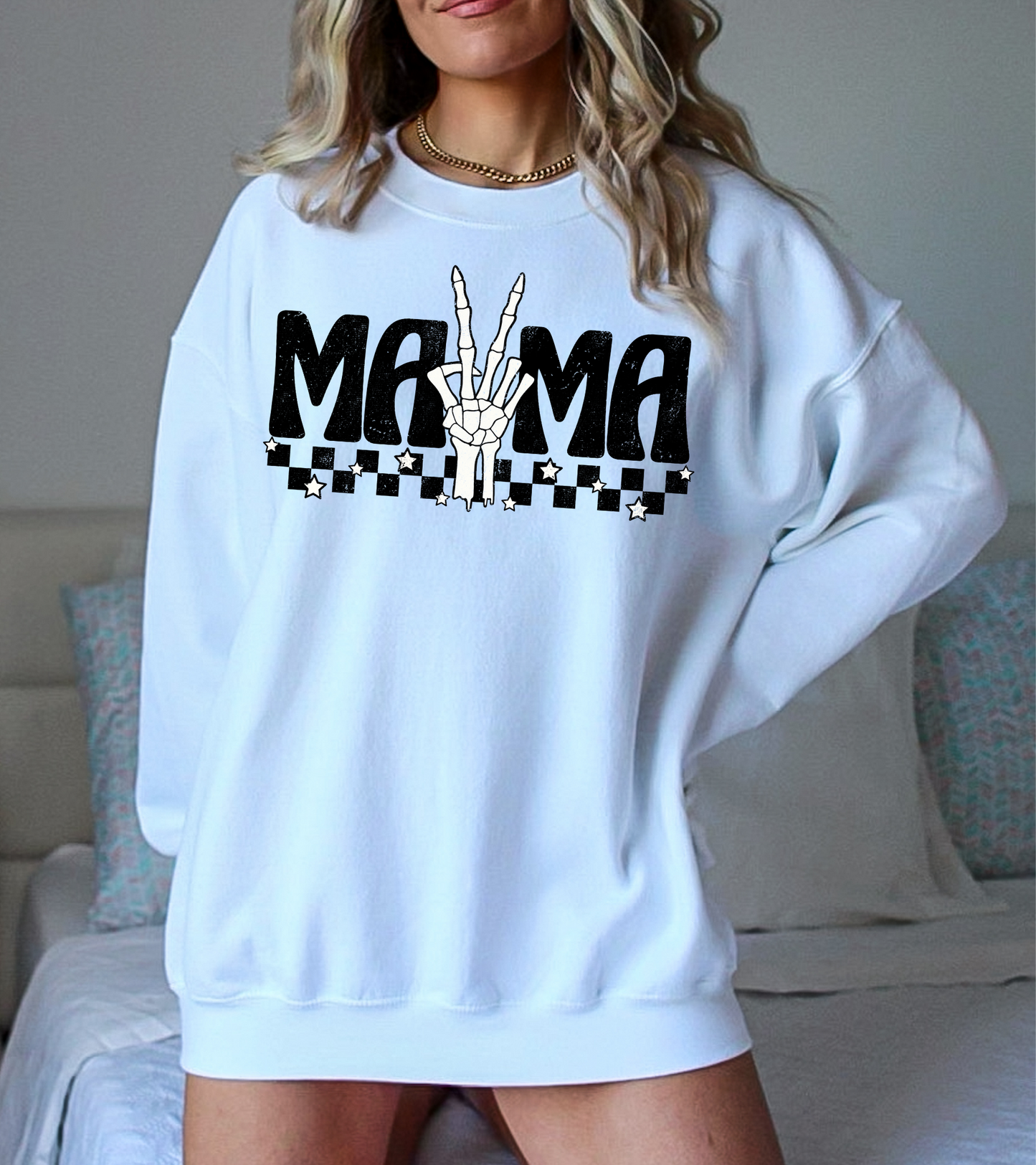 Mama Skeleton Hand Checkered