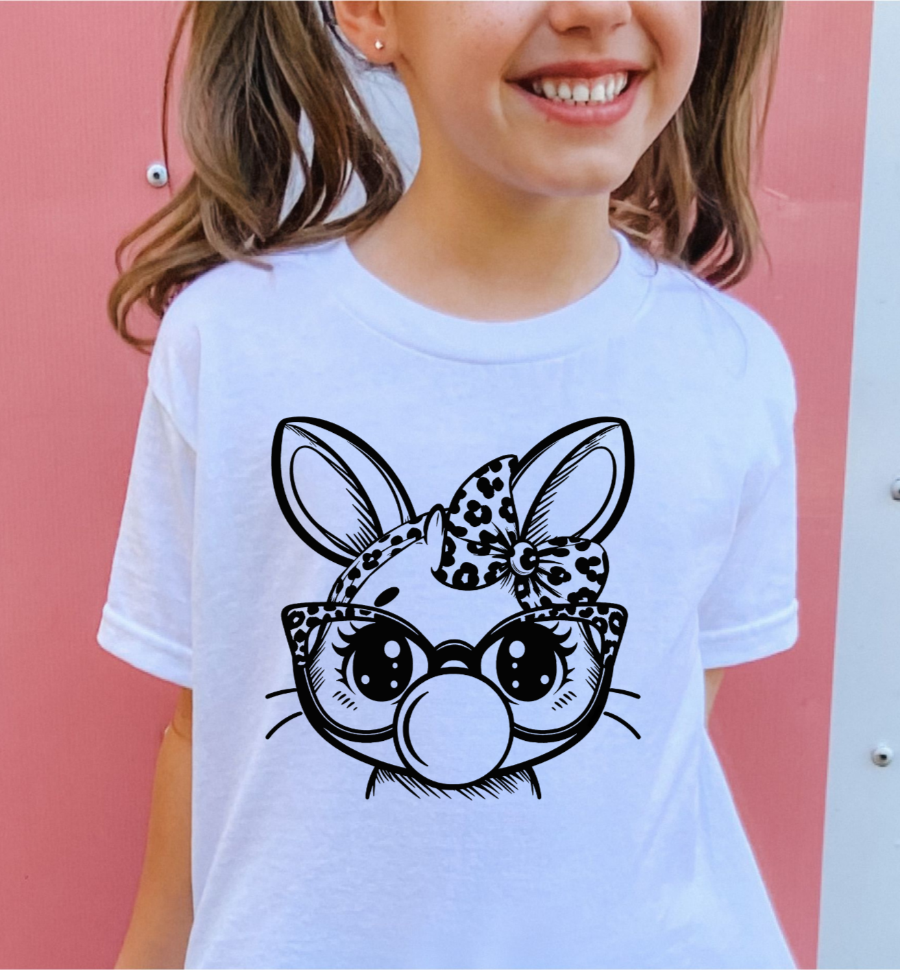 Bubble Gum Bunny BLACK/Leopard -DTF Transfer