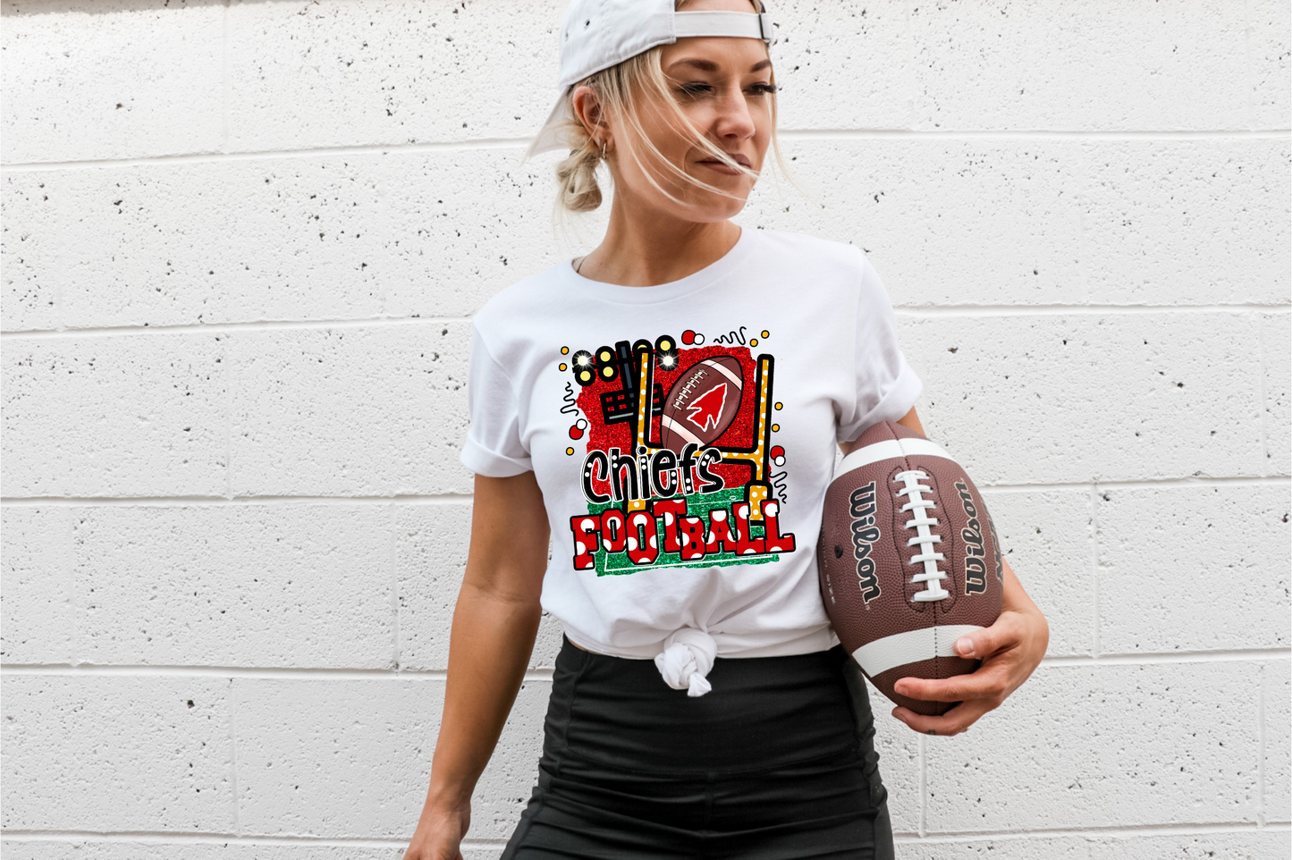 Chiefs Football Doodle Polka Dot Football Letter - DTF Transfer