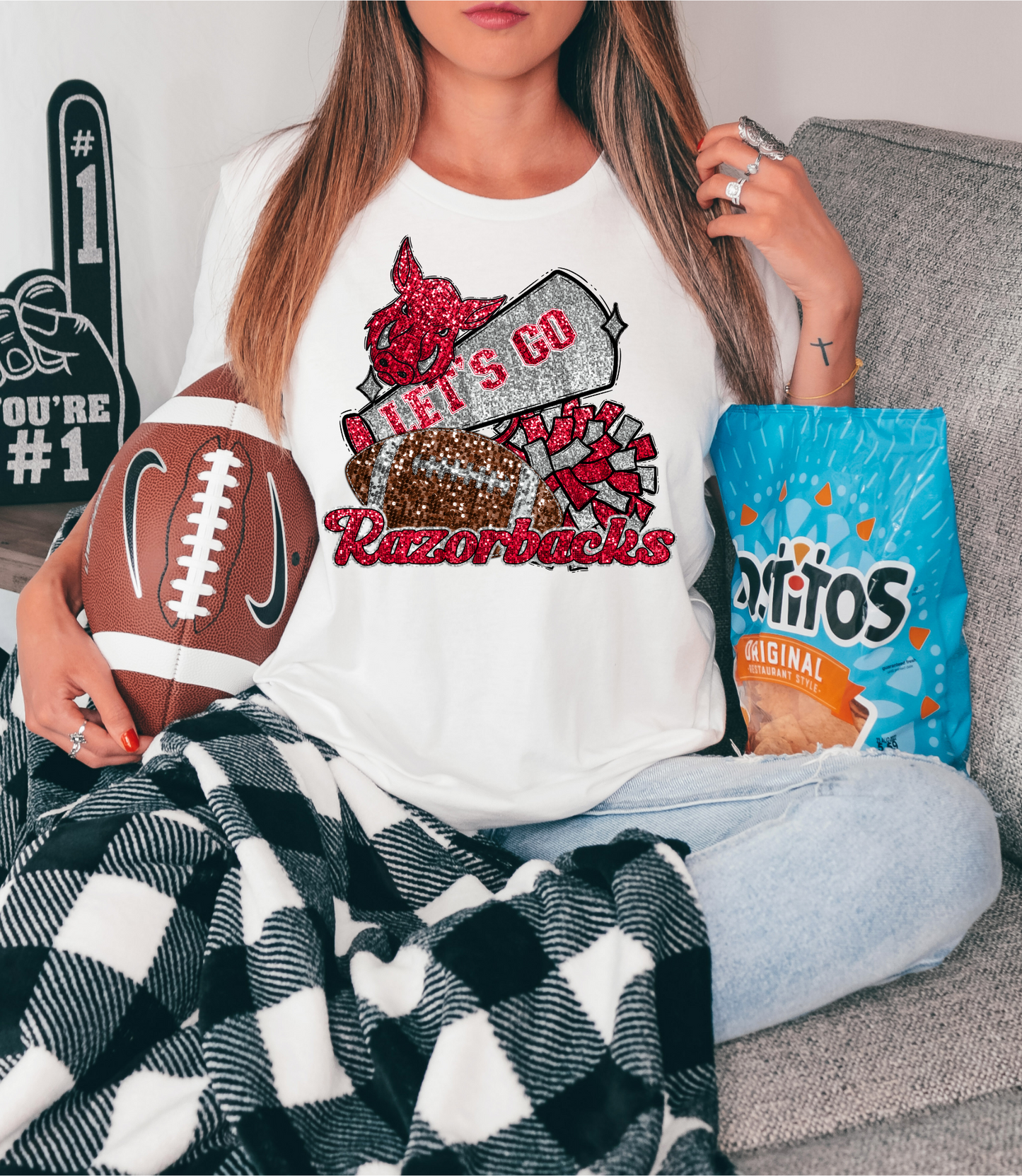 Let's go Razorbacks - faux sequin