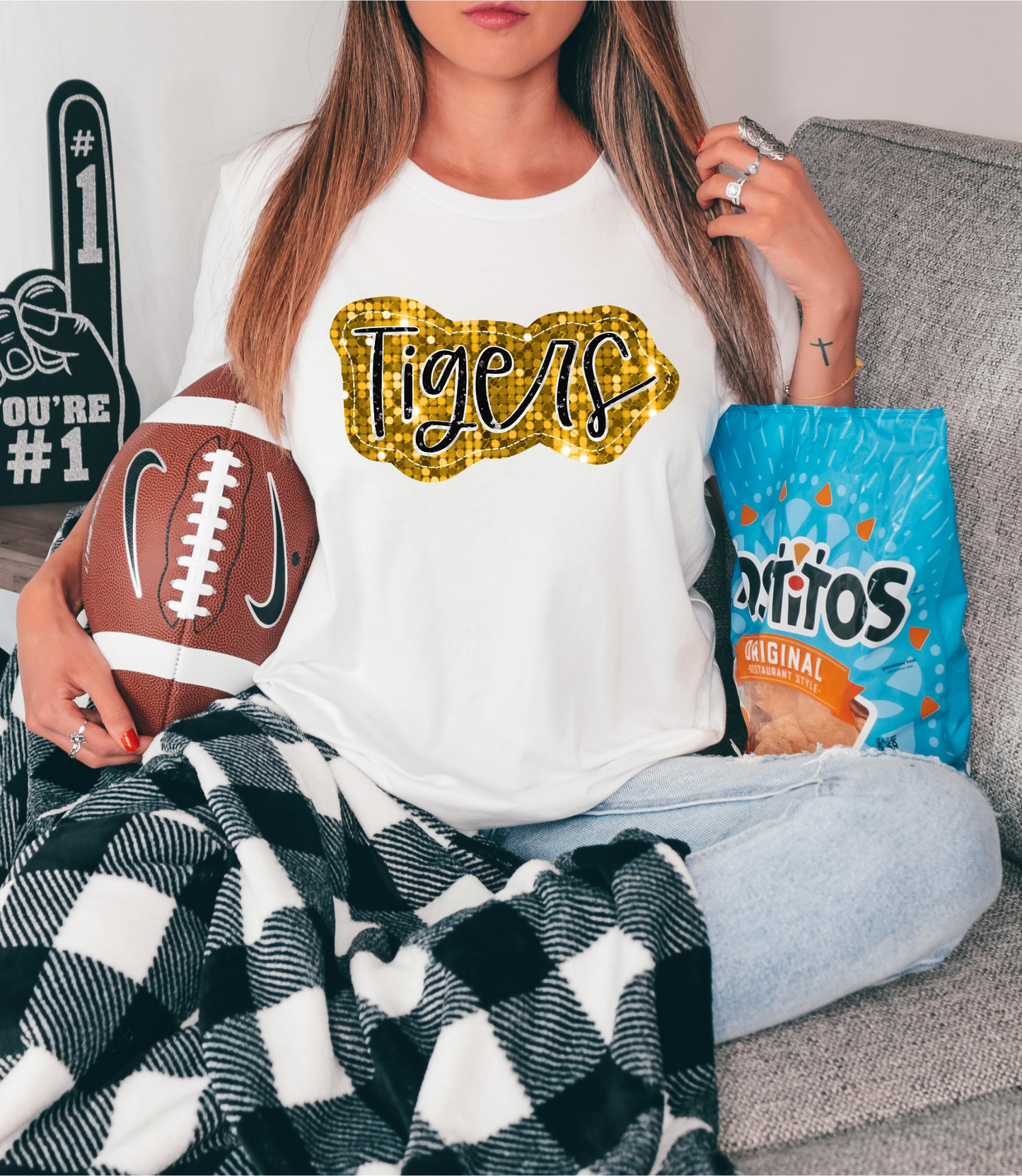 Tigers, gold - faux sequin