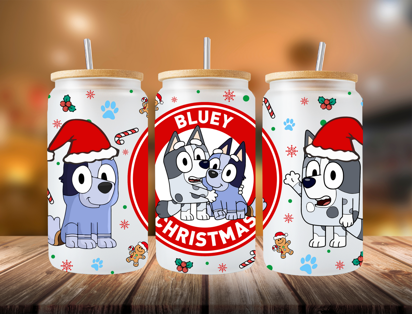 Bluey Christmas Red Circle - UV Libby Wrap