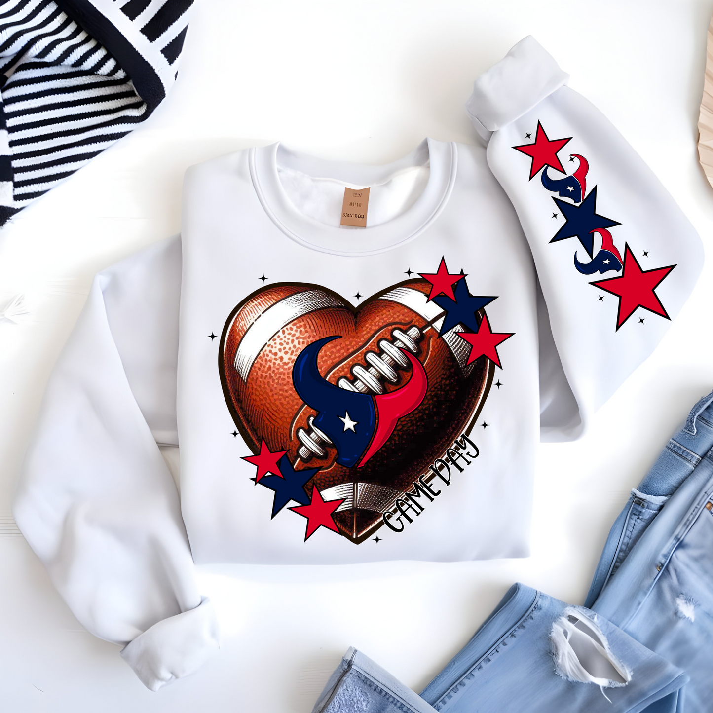 Houston Texans Heart Shaped Football-Chest