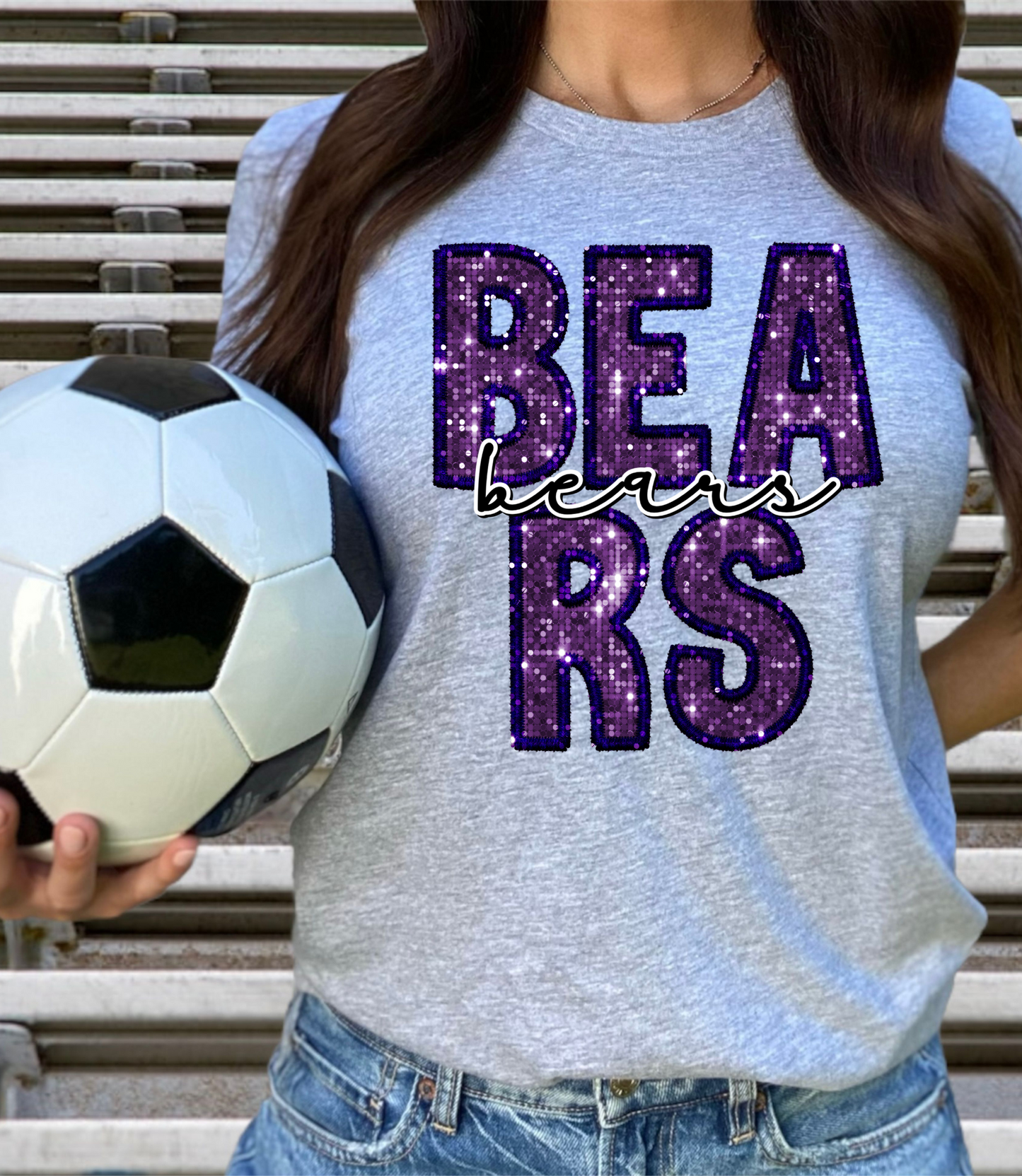 Bears, purple - faux sequin