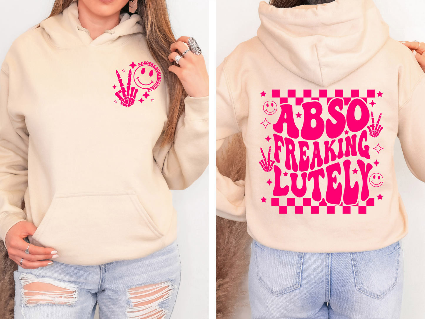 Pink smiley and sparkle - front