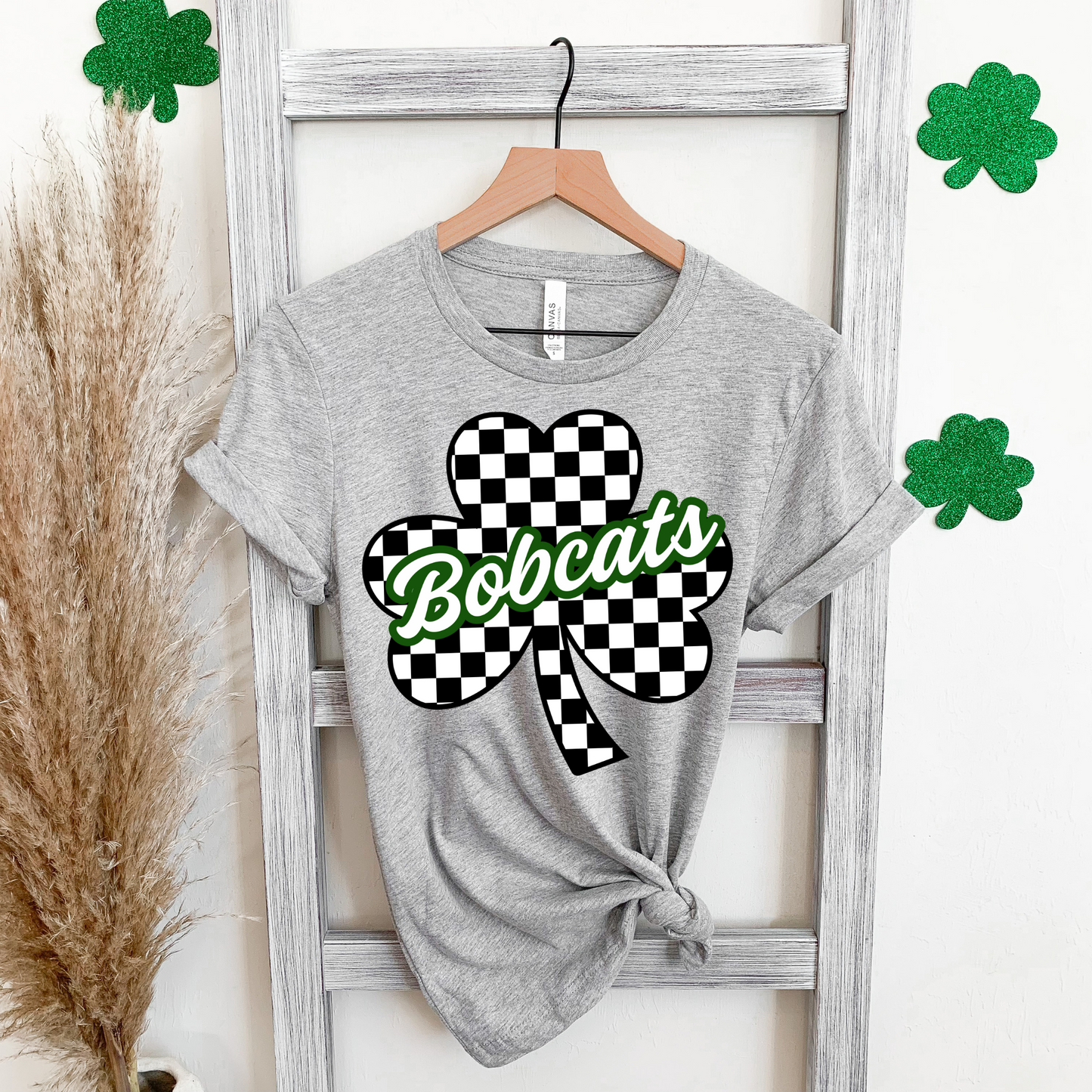 Bobcats Four Leaf Clover Black And White