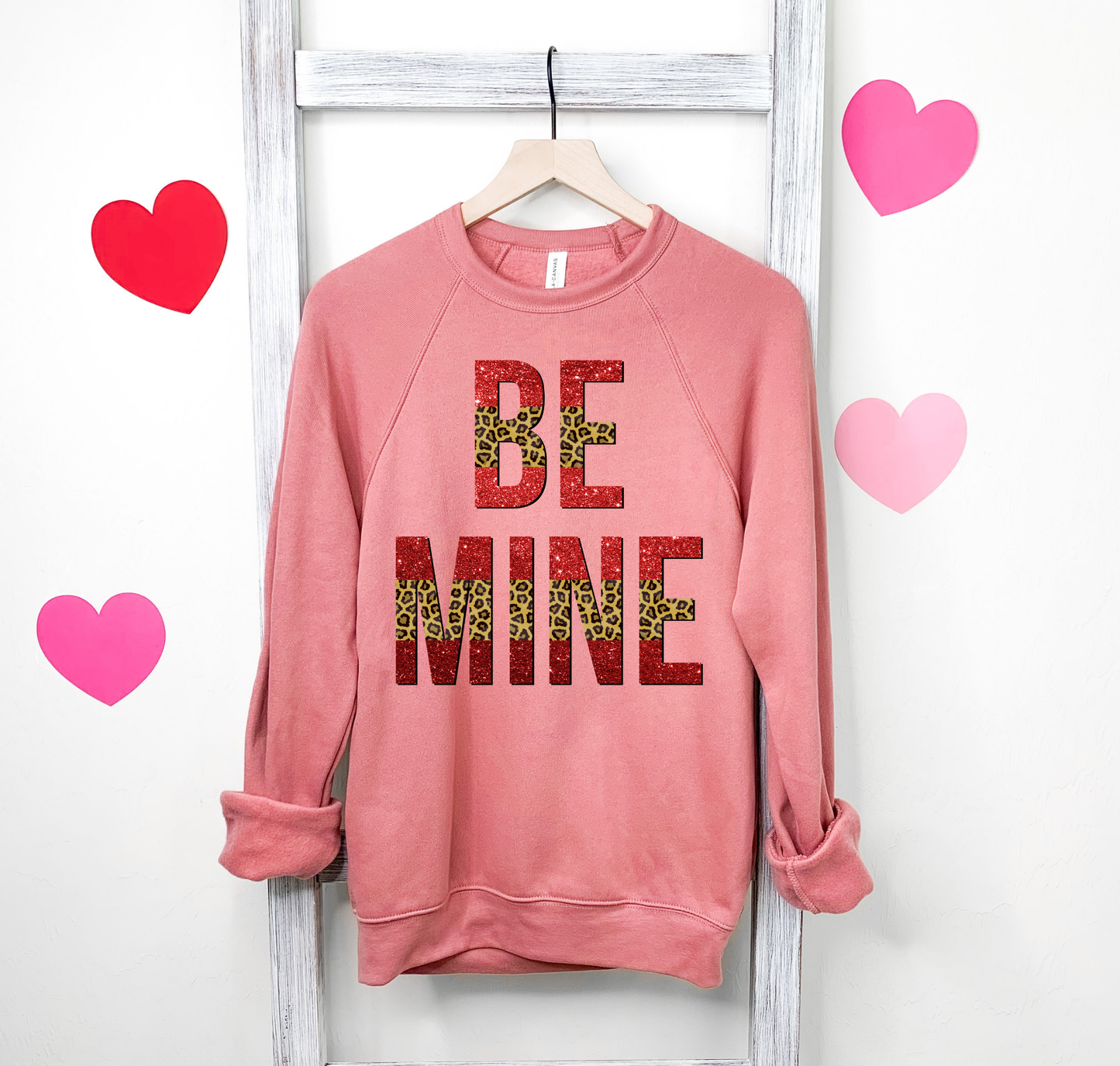 Be Mine Red And Cheetah Glitter Letters