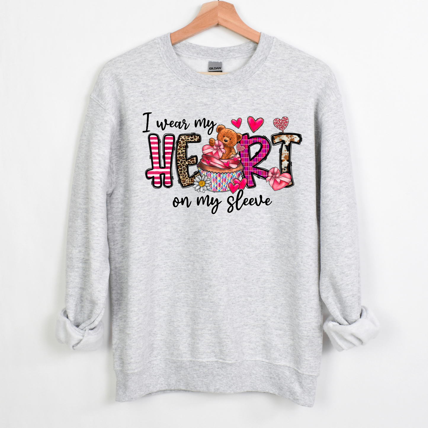 I Wear My Heart On My Sleeve Cupcake Bear- DTF Transfer