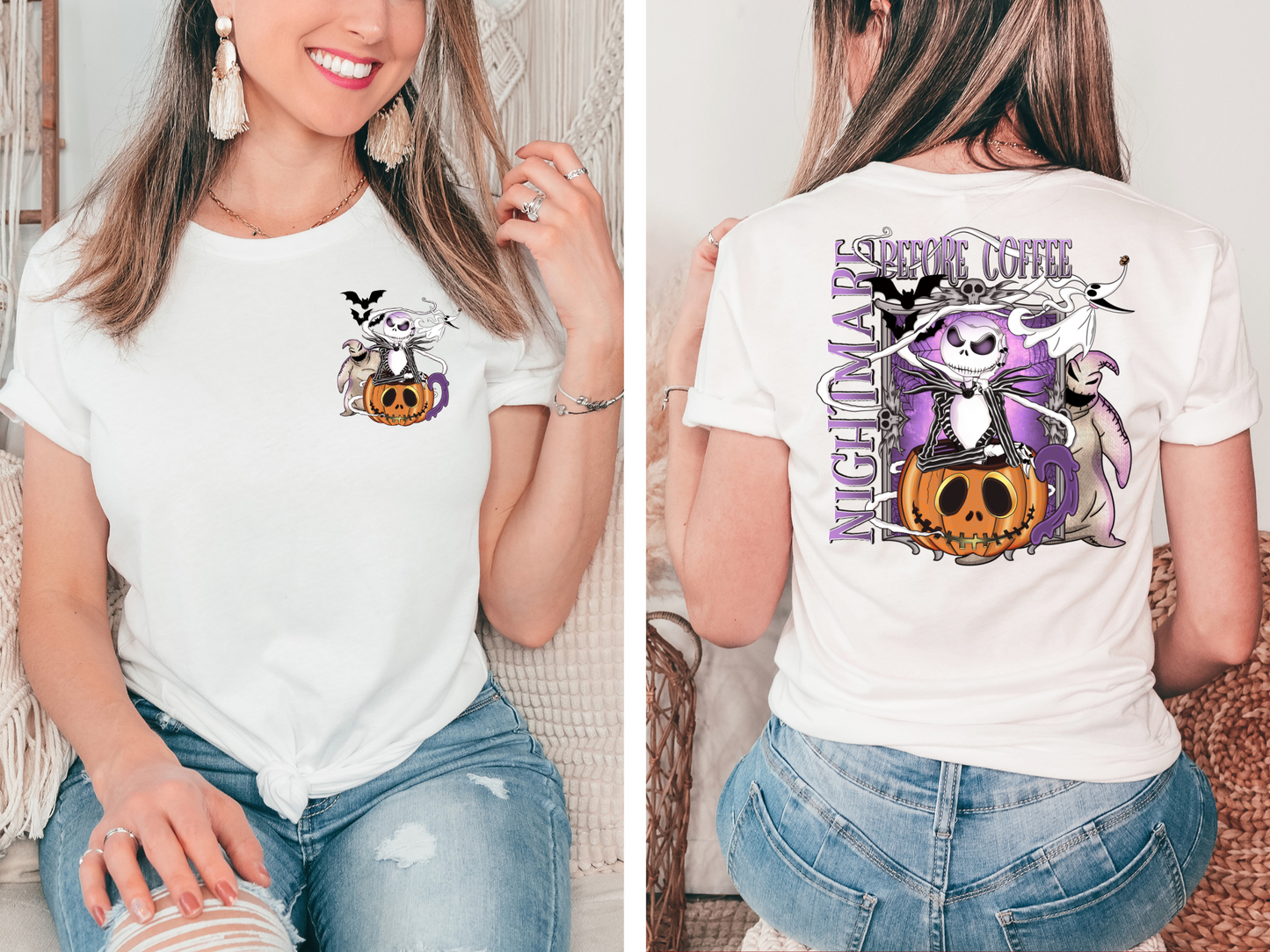 Jack Skellington sitting in pumpkin coffee cup - front