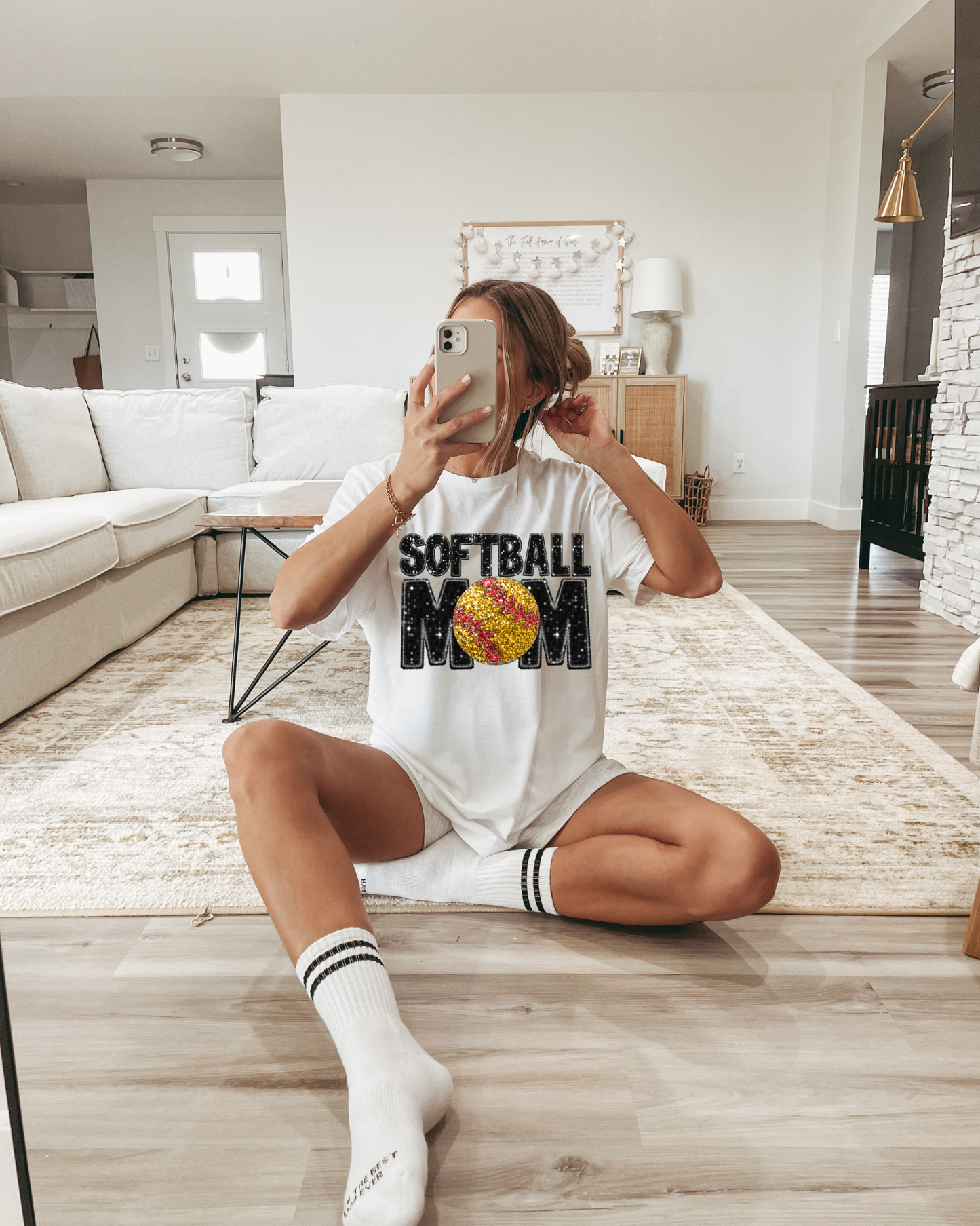 Softball Mom Black Glitter