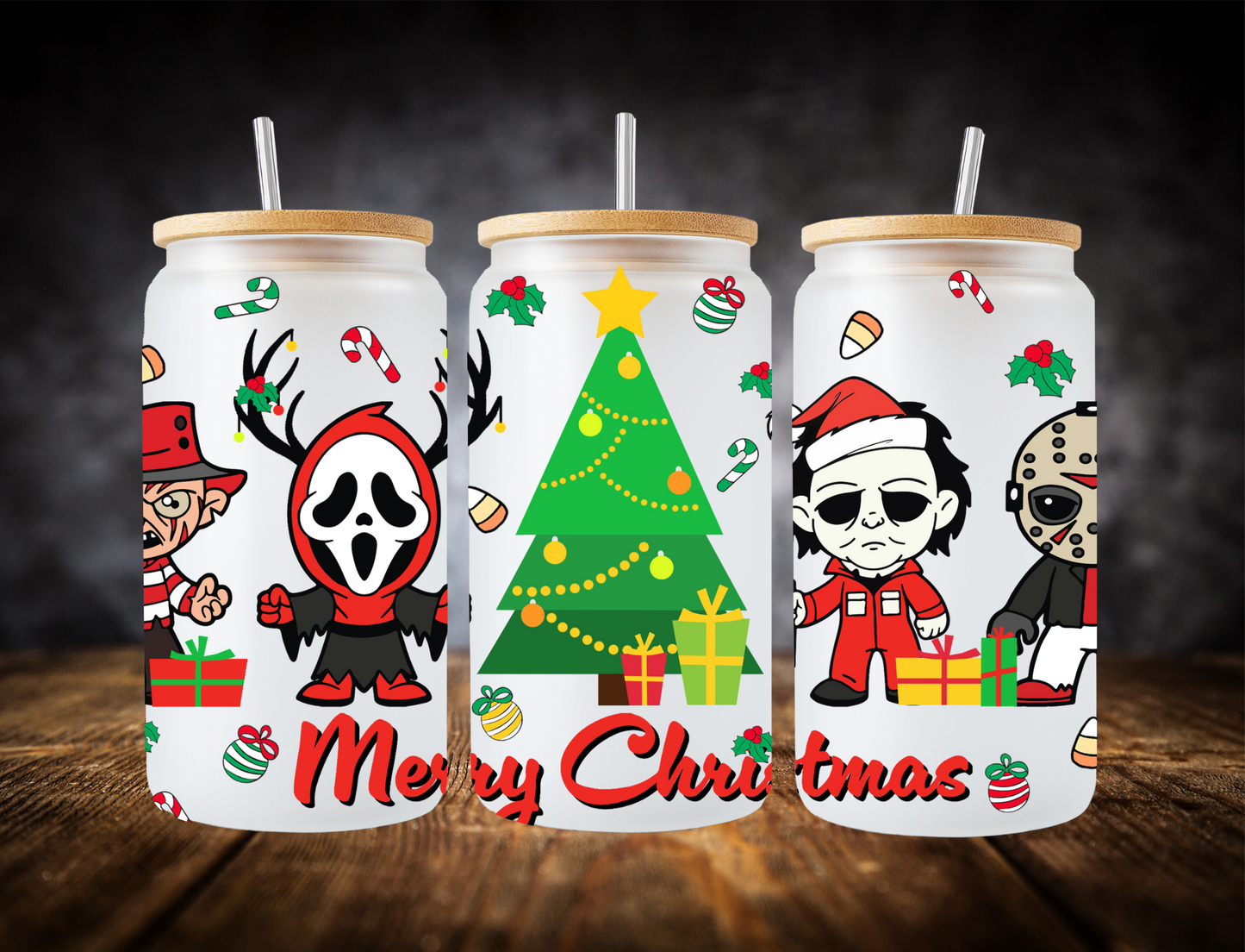 Merry Christmas Scary Characters - UV Libby Wrap