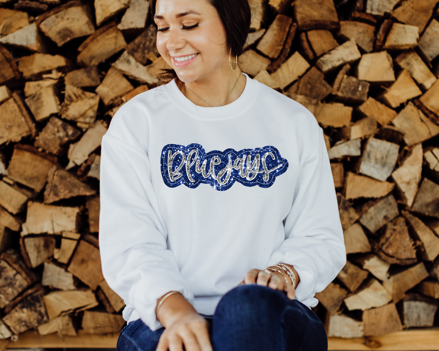 Blue jays, sequin - Blue and silver