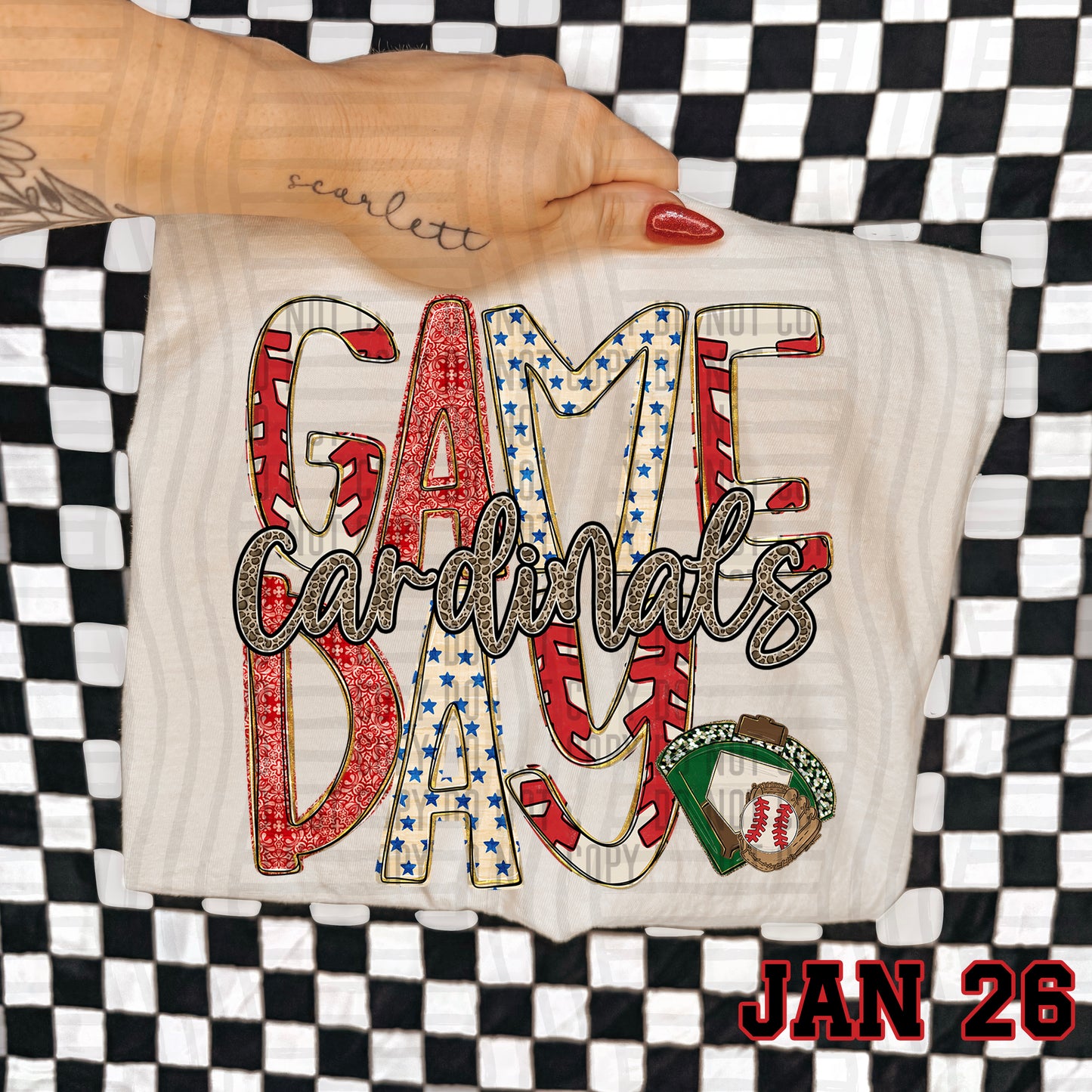 BASEBALL GAME DAY CHEETAH CARDINALS