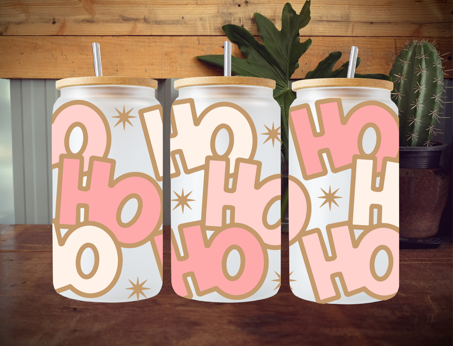 Ho Ho Ho Stacked Pink/Gold - UV Libby Wrap