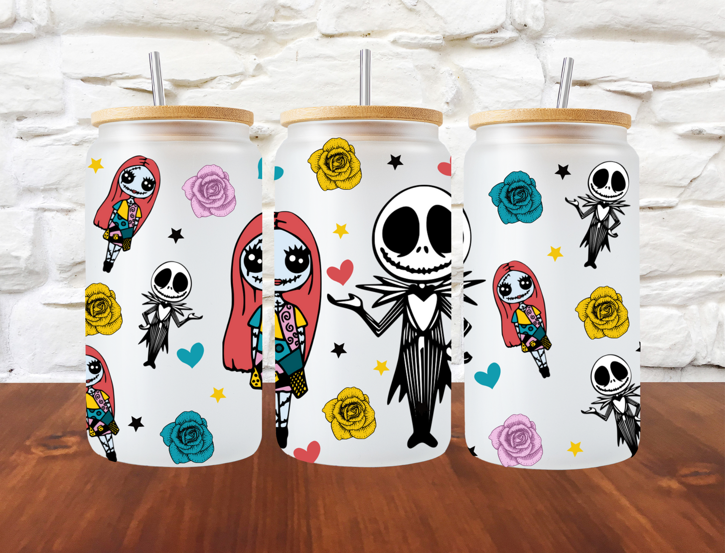 Jack Skellington and Saly with multicolored roses - UV Libby Wrap