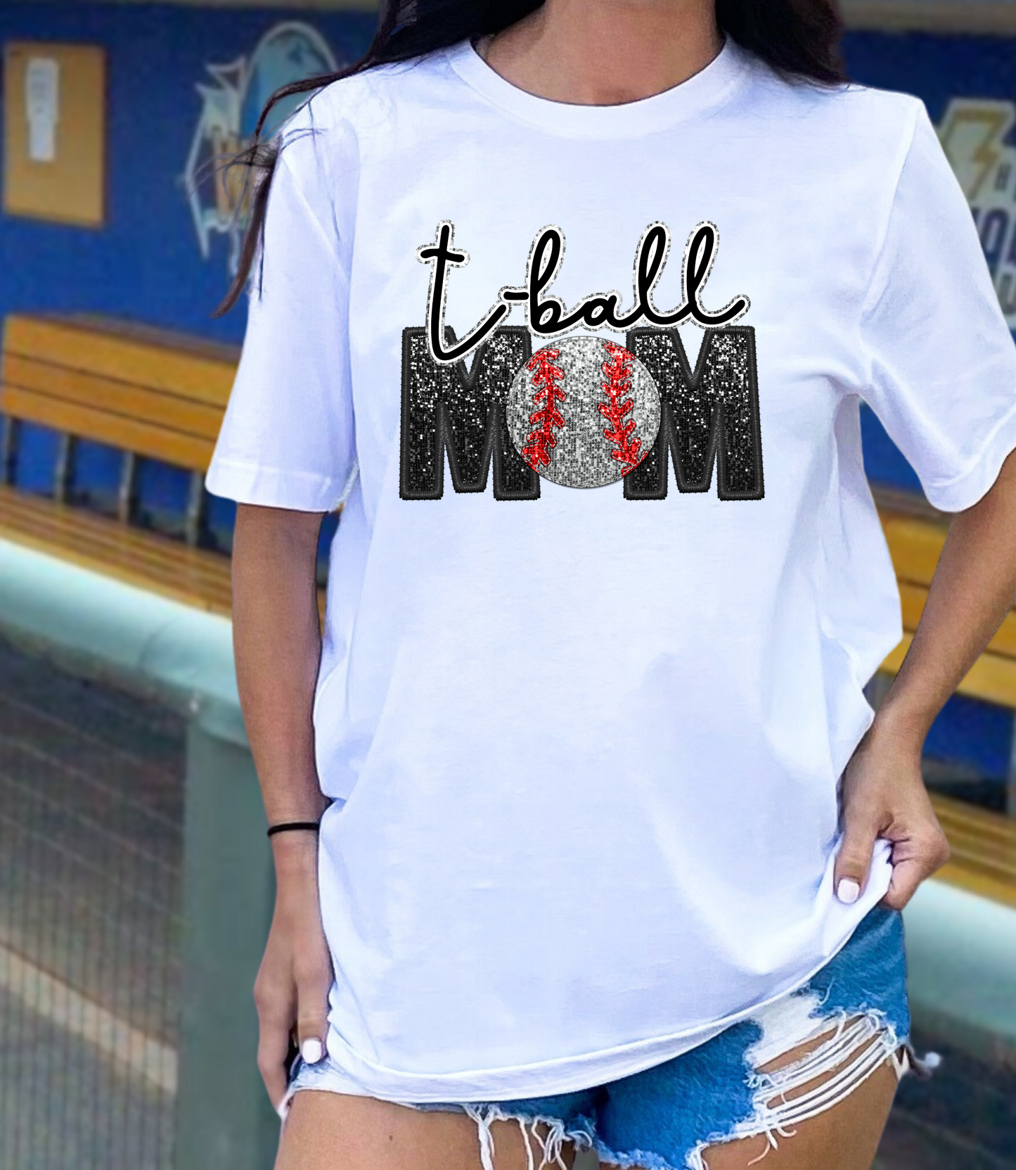 T-ball mom - faux sequin