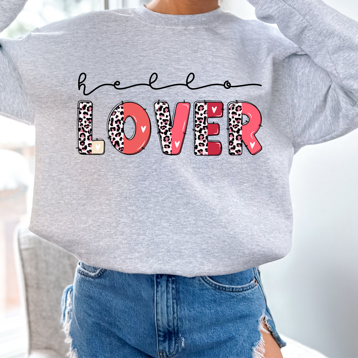 Hello Lover Leopard Heart Letters- DTF Transfer