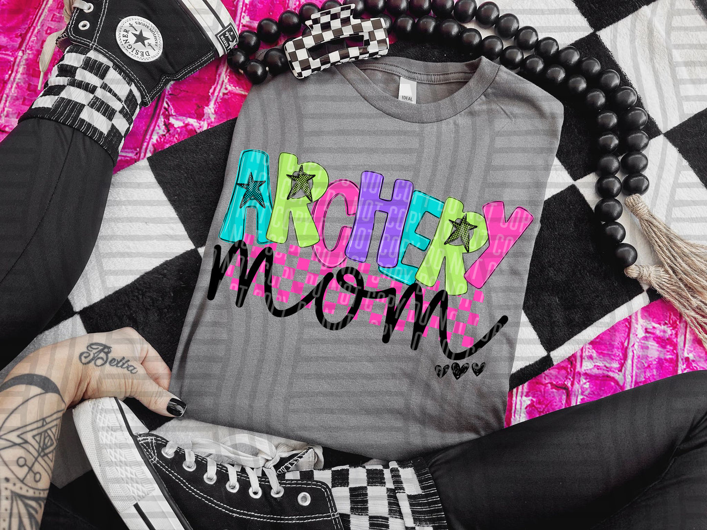 ARCHERY MOM COLORFUL STARS CHECKERS