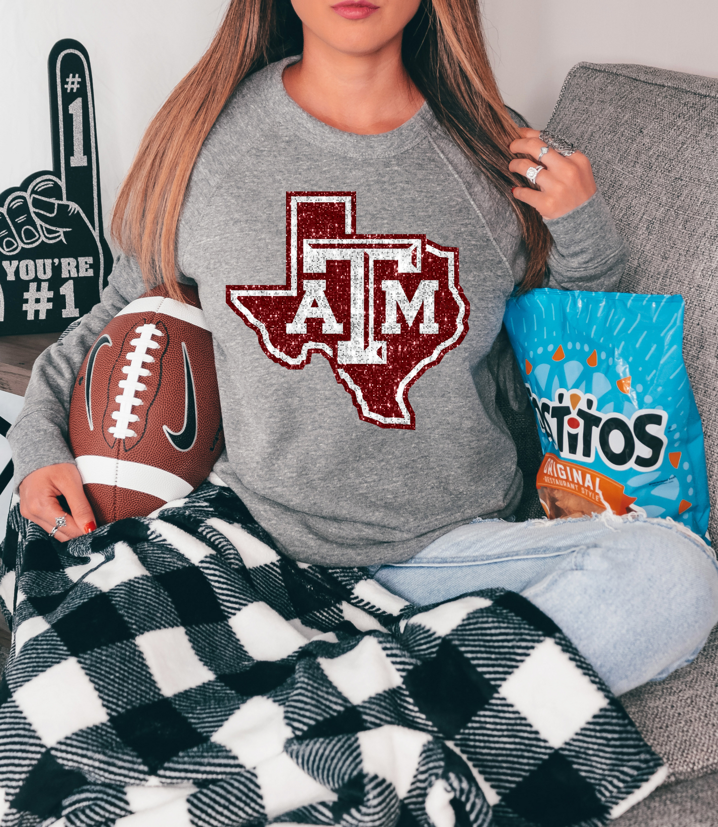 T A&M State Outline GLITTER - DTF Print
