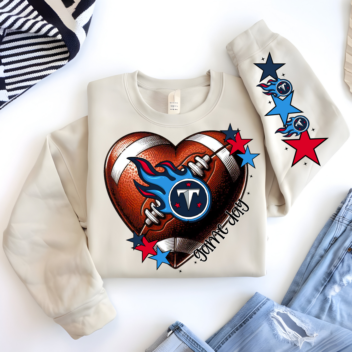 Tennessee Titans Heart Shaped Football-Chest