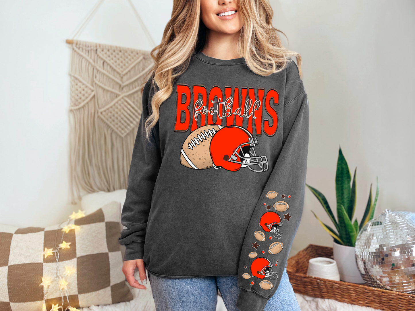 Faux Embroidery Browns Football - FRONT