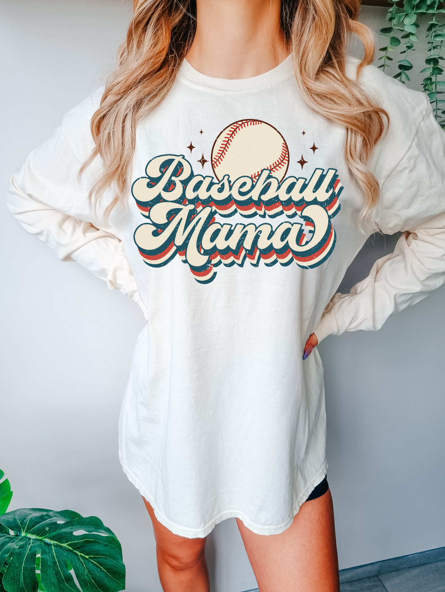 Baseball mama-red, white and blue with black sparkle