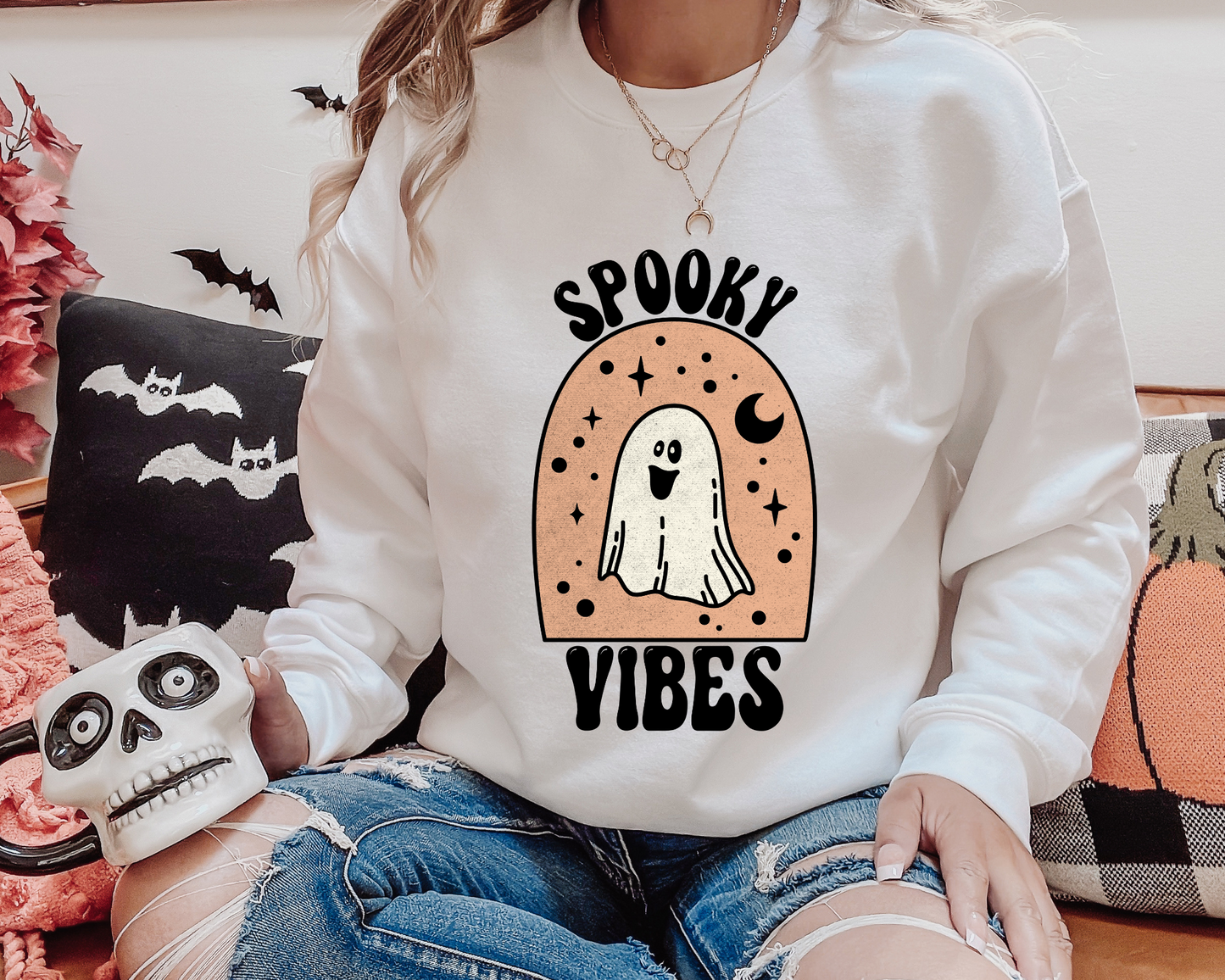 Spooky vibes black moon and sparkle