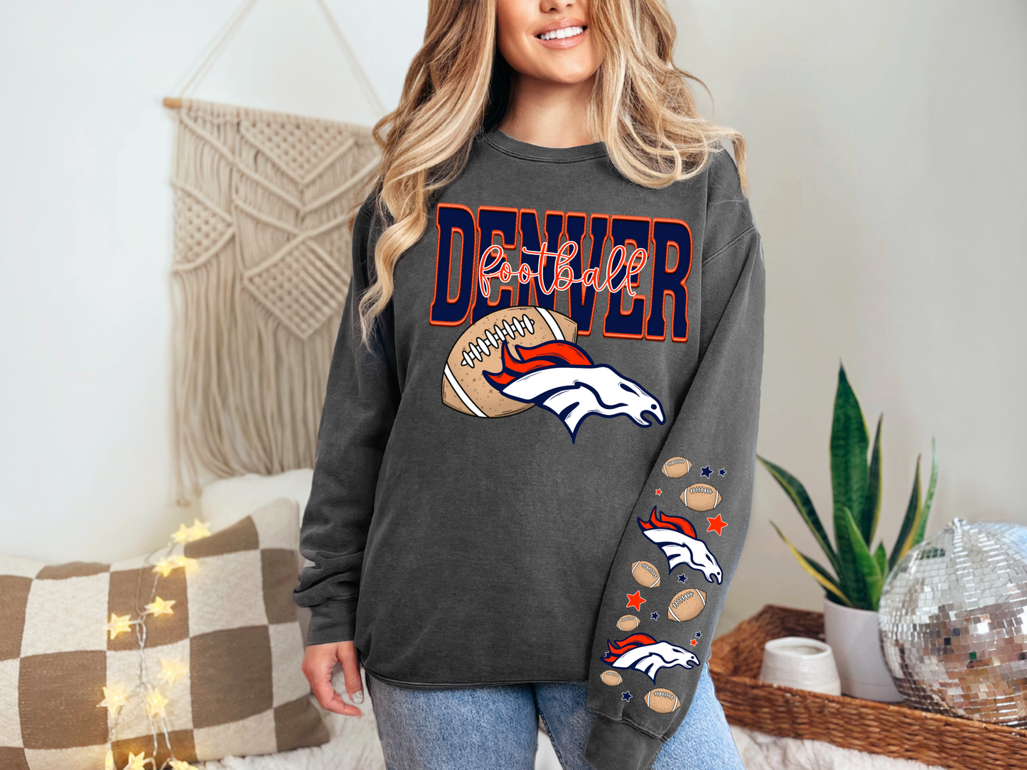 Faux Embroidery Denver Football - FRONT