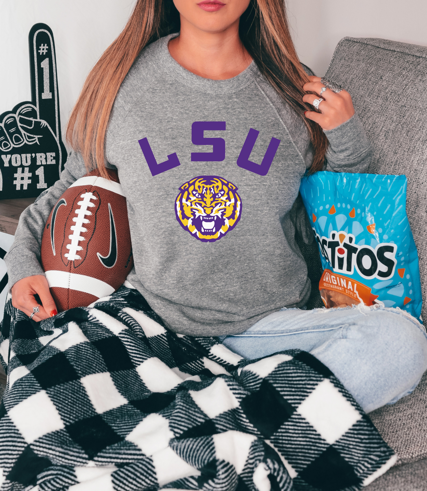 LSU with tiger - purple letters
