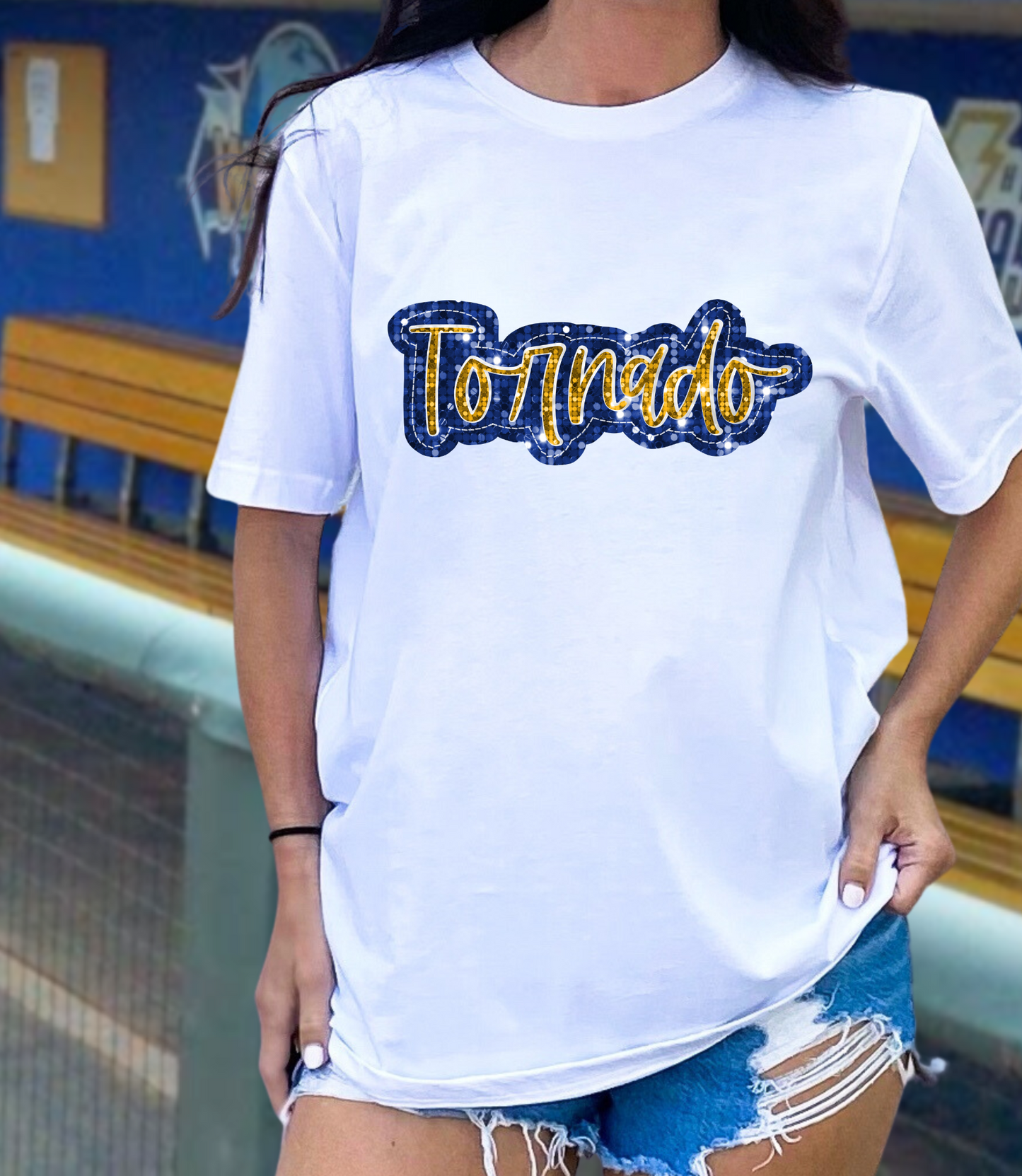 Tornado - blue and gold glitter