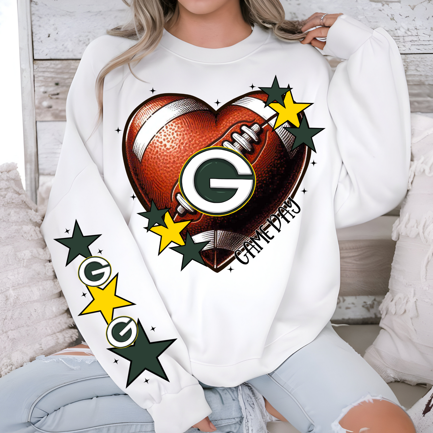 Green Bay Packers Heart Shaped Football-Sleeve