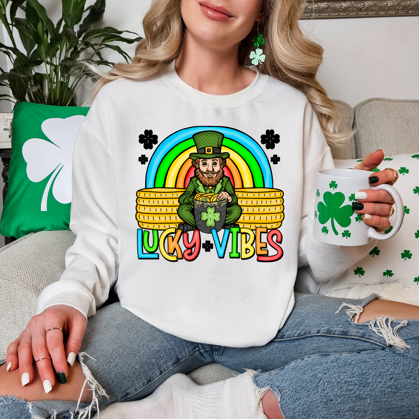 St. Patrick's Day Lucky Vibes Leprechaun Colorful