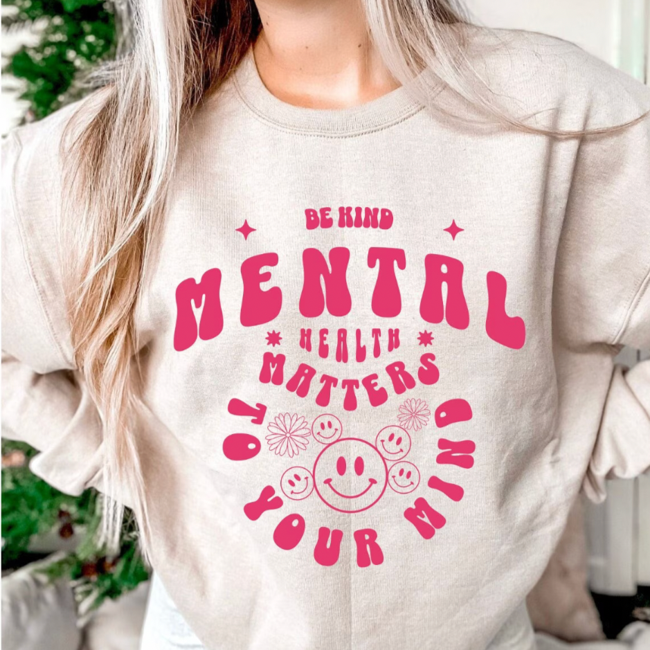 Mental Health Matters To Your Mind Smiley Pink- DTF Transfer